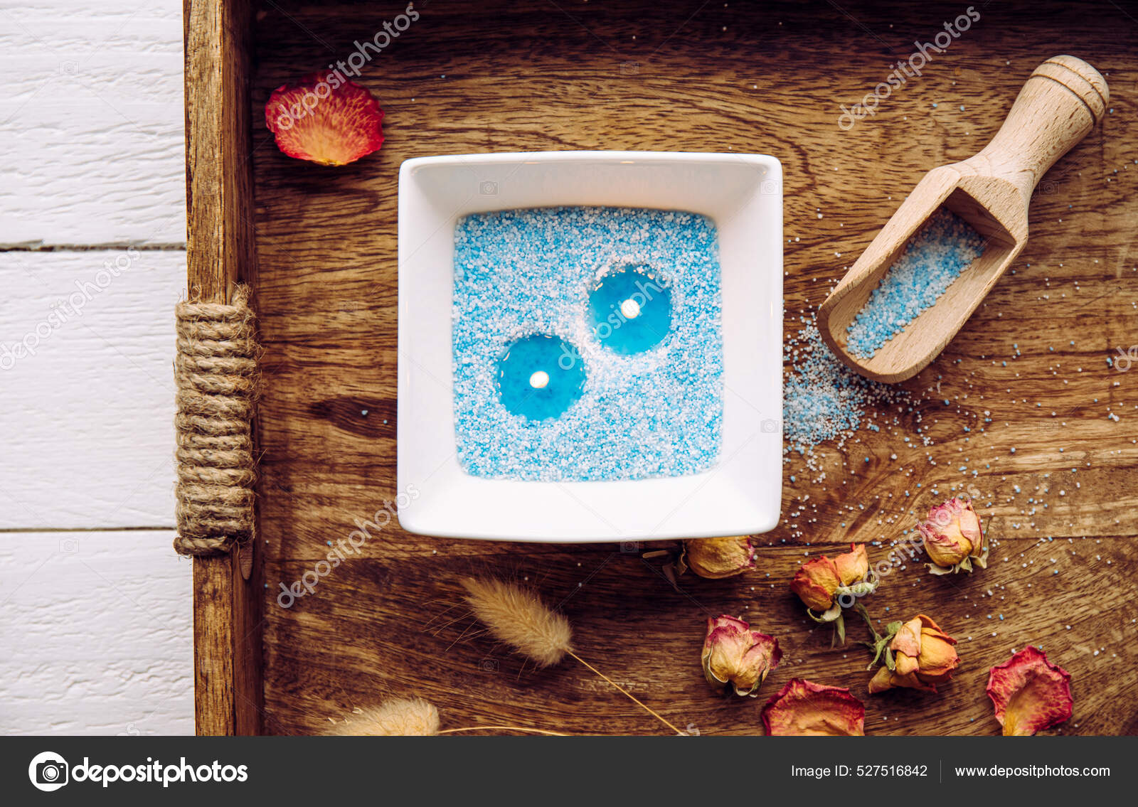 Blue White Granulated Wax Crystals Create Candles Pouring Bowl Inserting  Stock Photo by ©FotoHelin 527516842